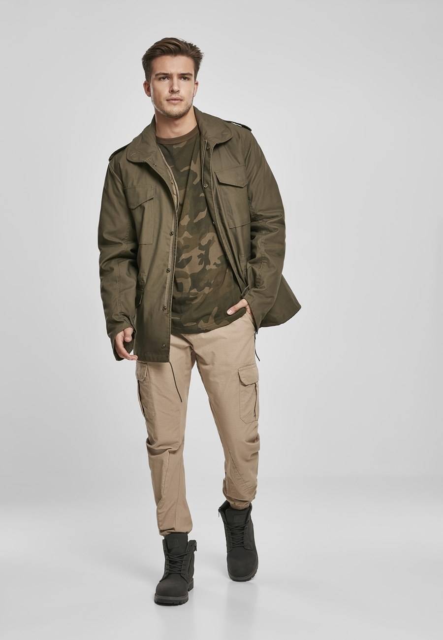 Wodoodporna kurtka męska z solidnego materiału z chowanym kapturem