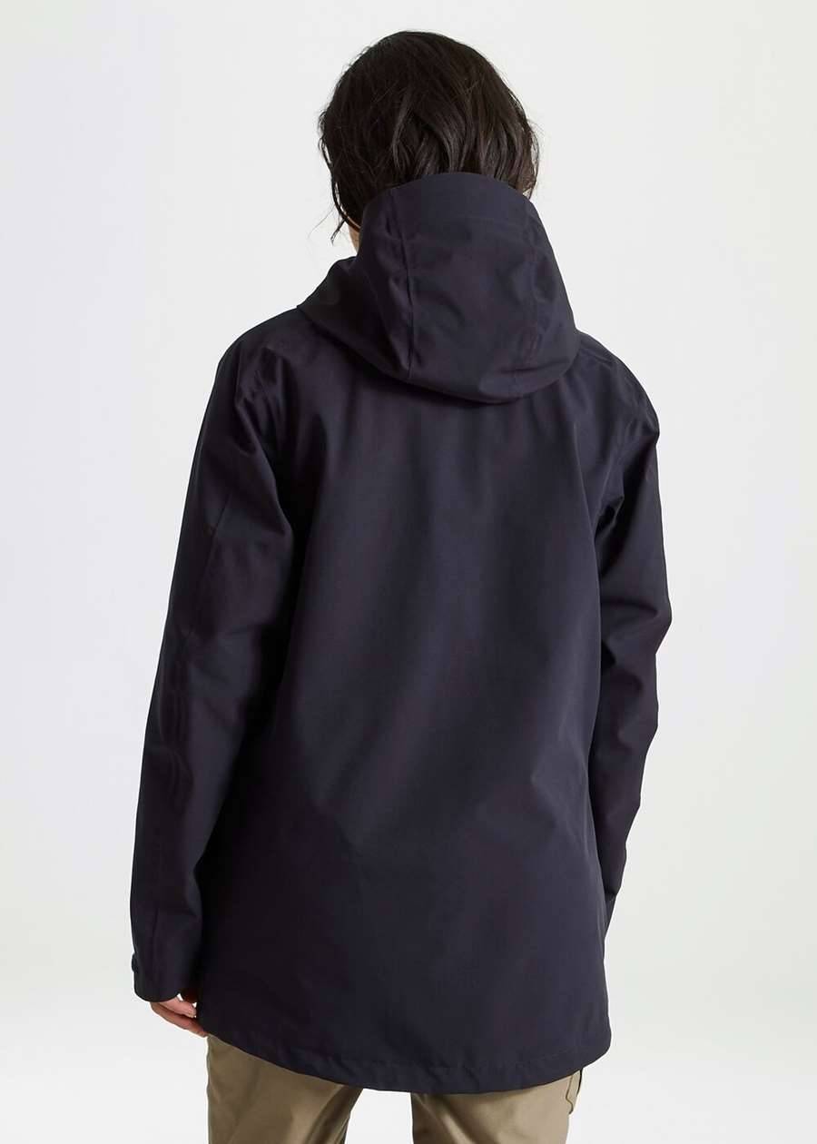 Wodoodporna kurtka z kapturem o długim fasonie, materiał z recyklingu