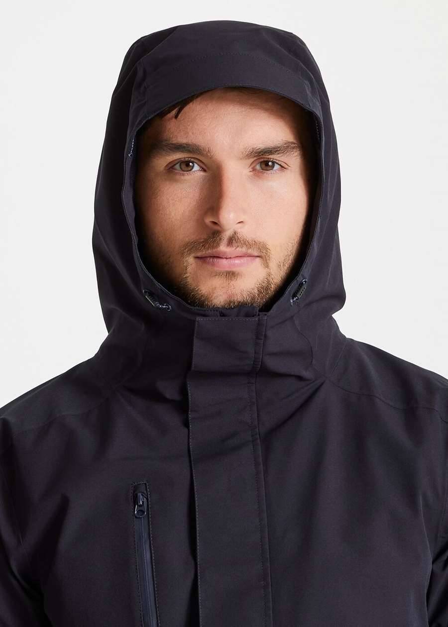 Wodoodporna kurtka z kapturem o długim fasonie, materiał z recyklingu