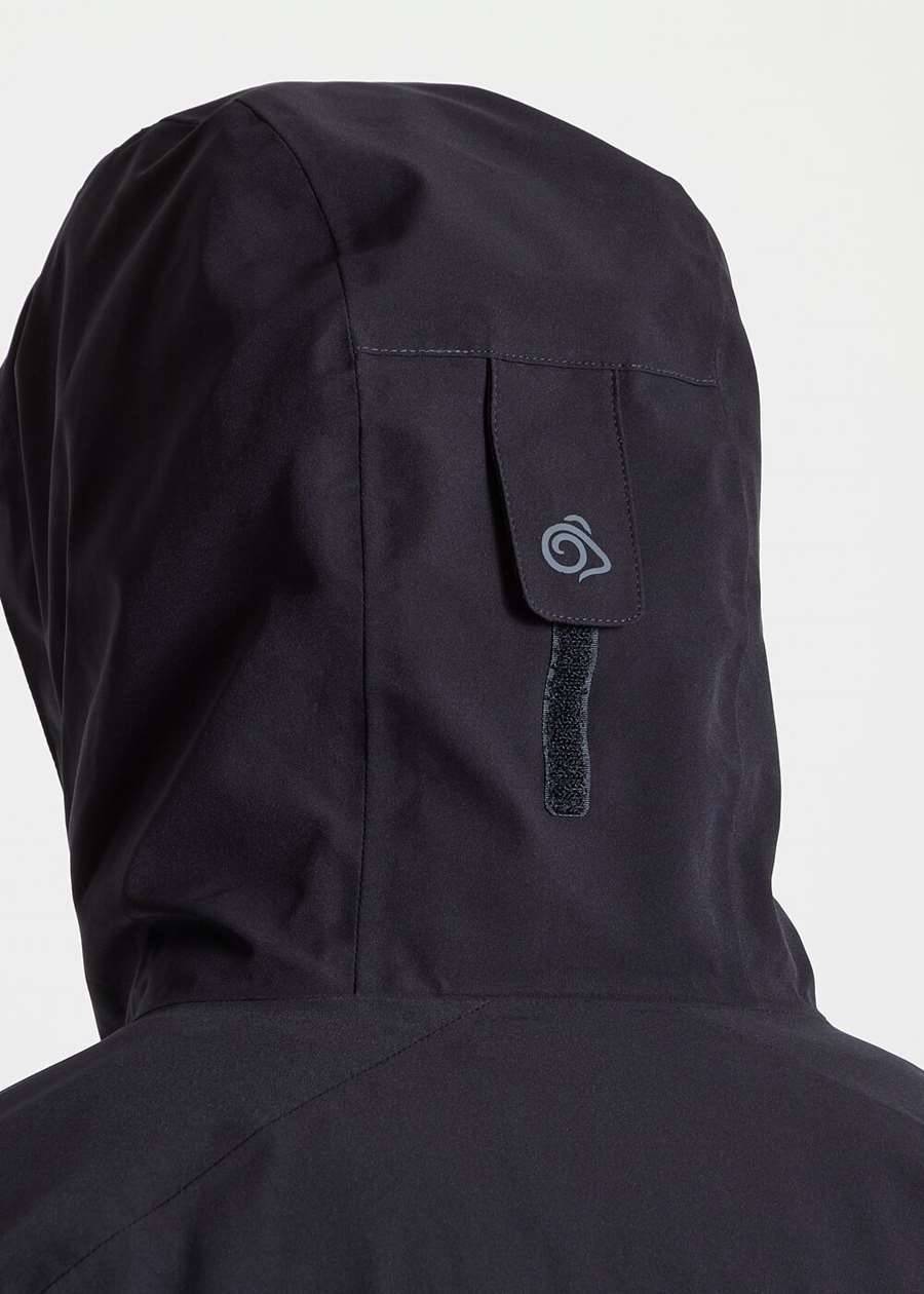 Wodoodporna kurtka z kapturem o długim fasonie, materiał z recyklingu