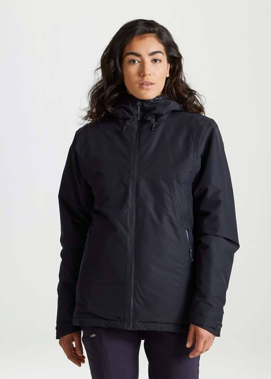 Wodoodporna kurtka z regulowanym kapturem oraz licznymi kieszeniami, materiał z recyklingu