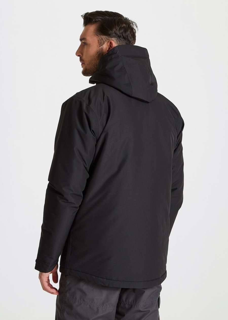 Wodoodporna kurtka z regulowanym kapturem oraz licznymi kieszeniami, materiał z recyklingu