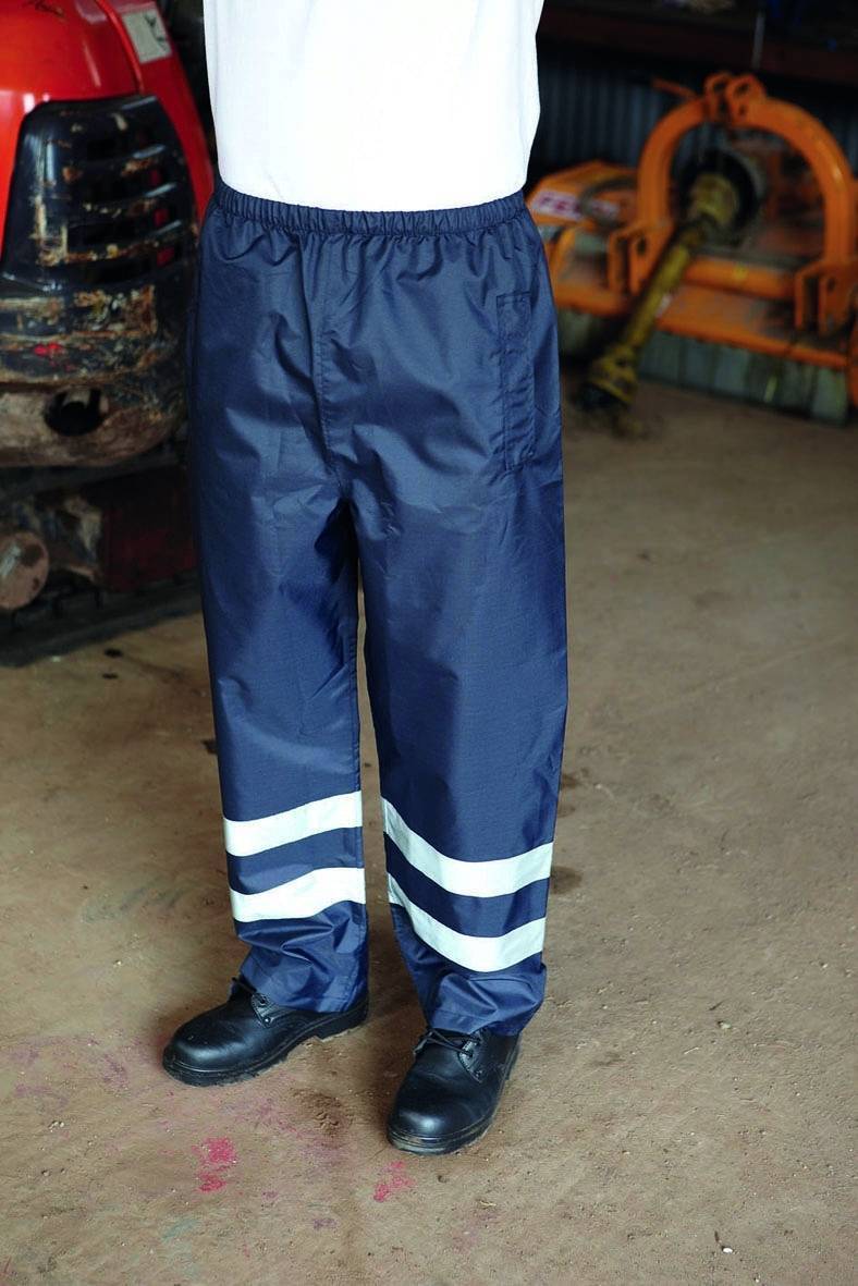 Wodoodporne spodnie robocze z odblaskowymi pasami