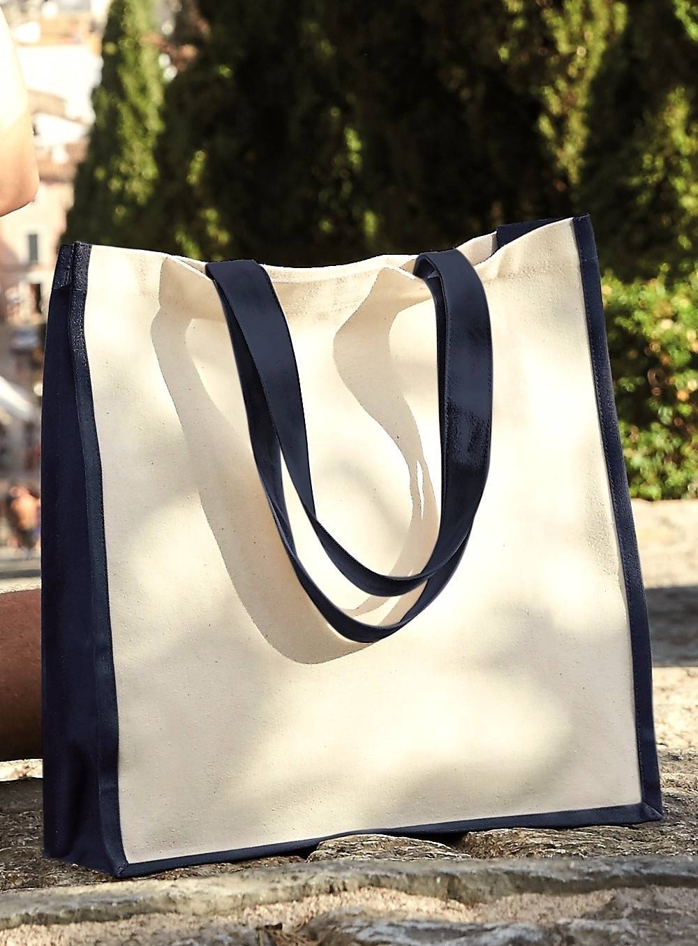 Wytrzymała torba na zakupy Canvas z długimi uchwytami