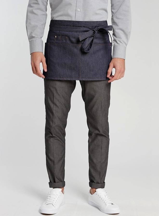 Zapaska jeansowa o krótkim fasonie z kieszeniami