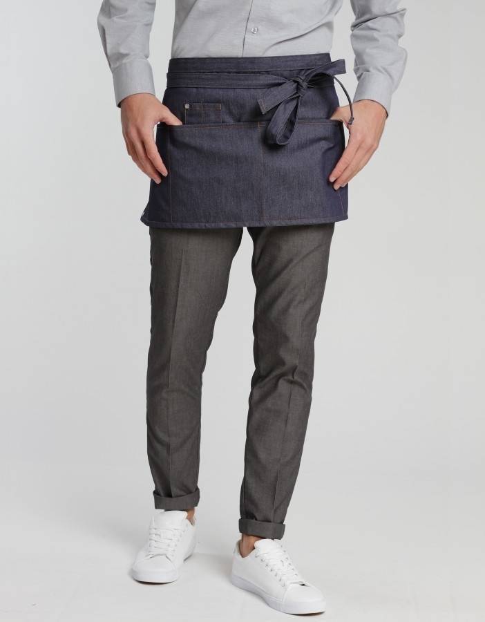 Zapaska jeansowa o krótkim fasonie z kieszeniami