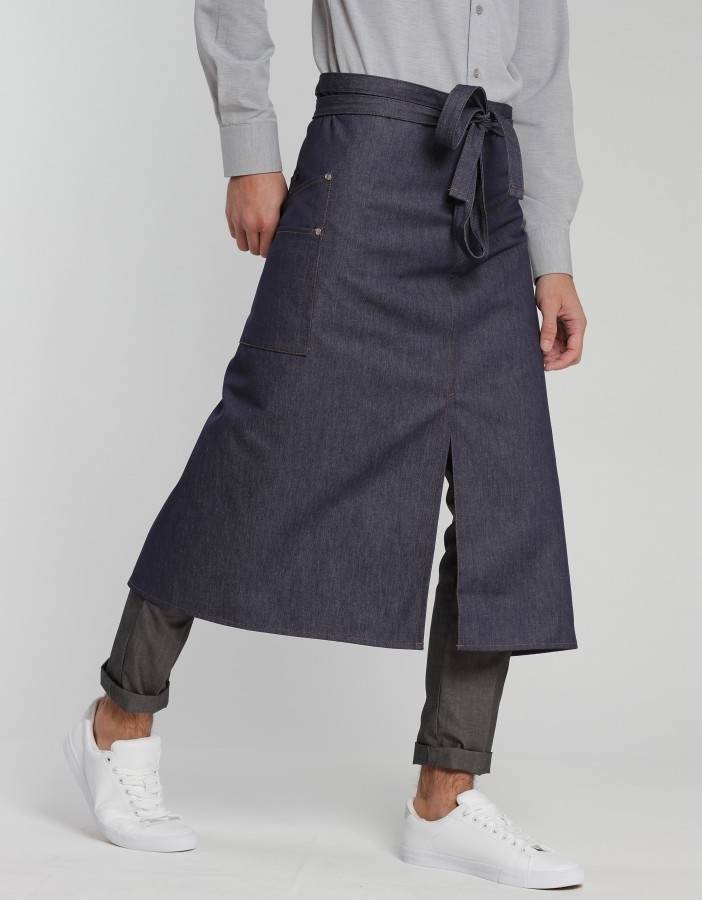 Zapaska jeansowa z rozcięciem i kieszeniami