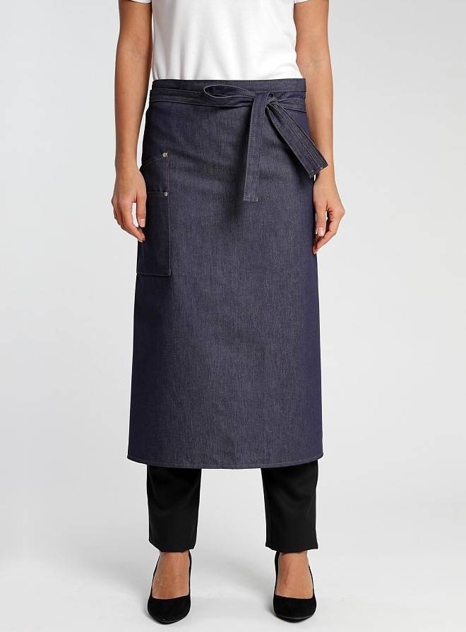 Zapaska jeansowa za kolano z kieszeniami