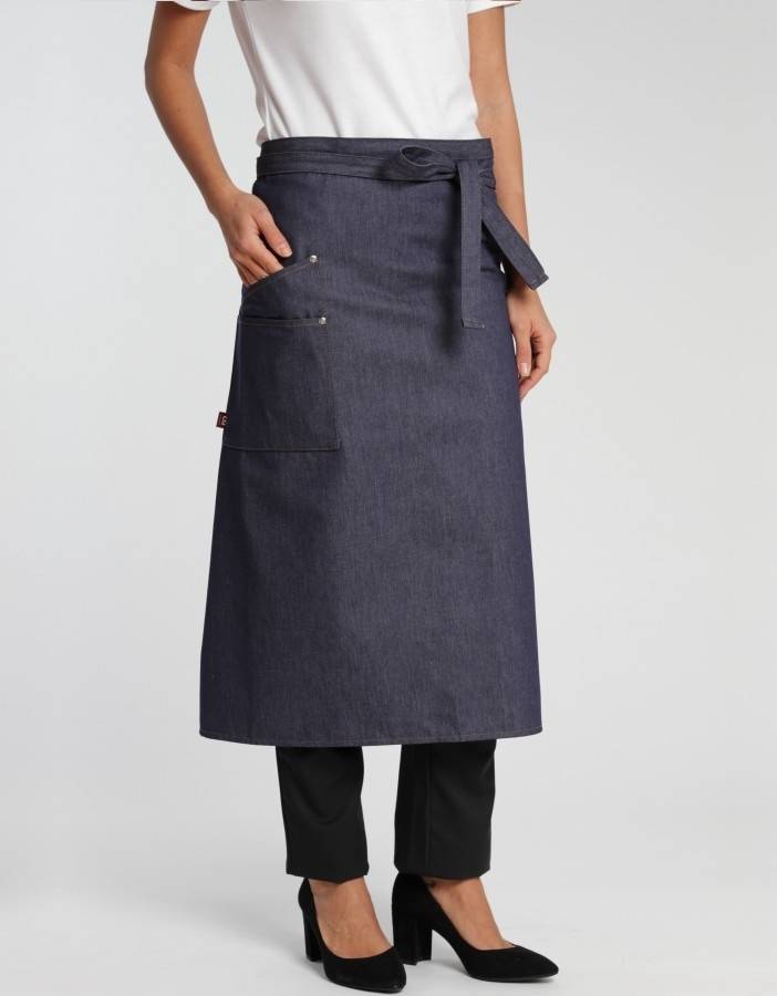 Zapaska jeansowa za kolano z kieszeniami