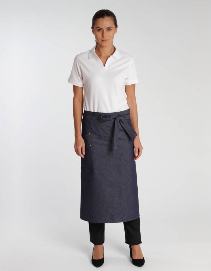 Zapaska jeansowa za kolano z kieszeniami