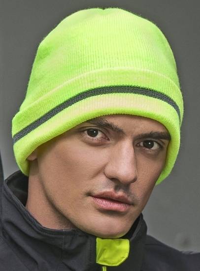 Zimowa czapka robocza z odblaskową lamówką