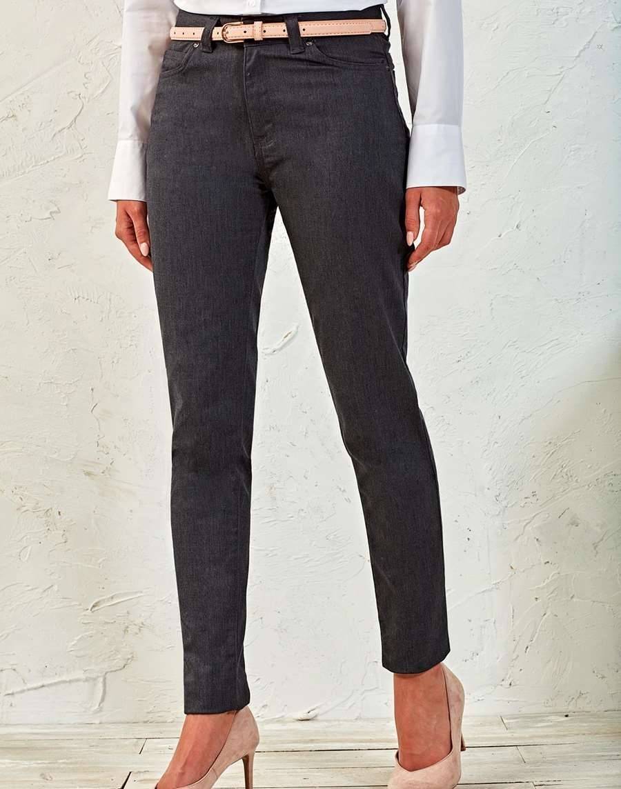 Zwężane spodnie damskie z zapięciem na zatrzask